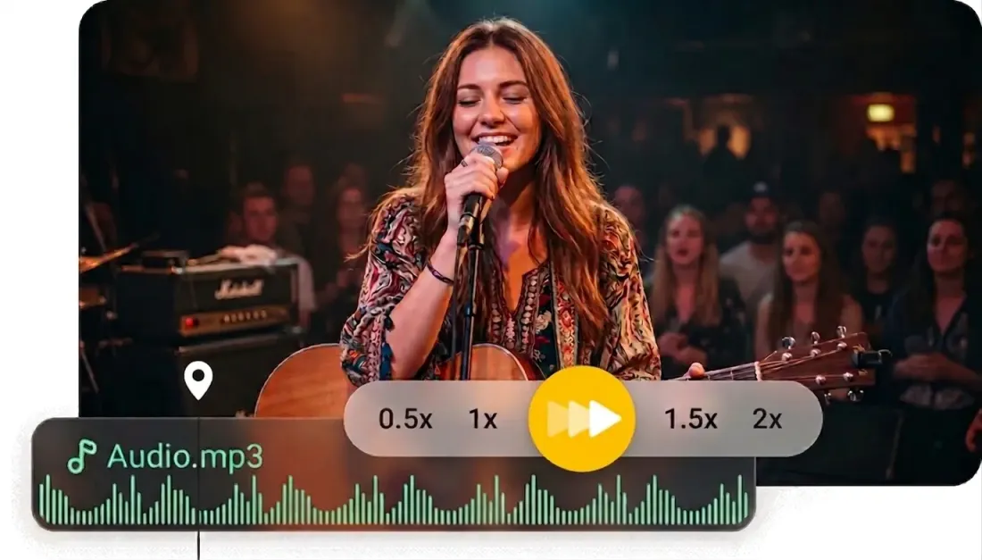 Alterador de Velocidade de Áudio Online para MP3, WAV, M4A, AAC e mais