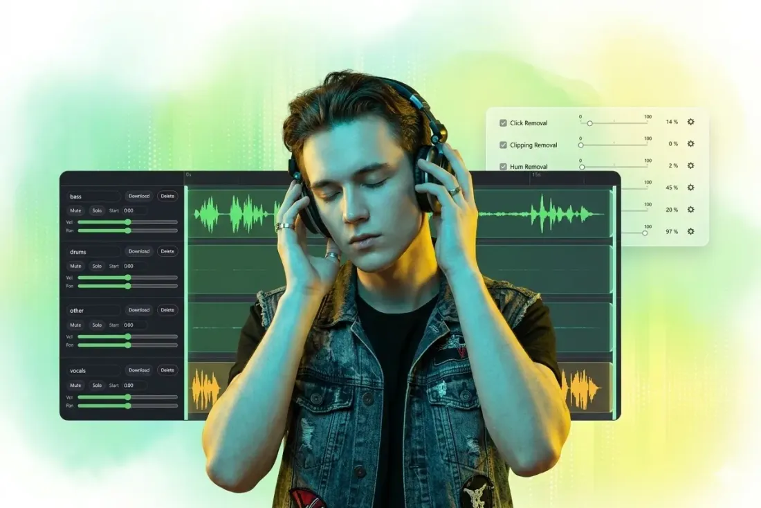 3-in-1 Splitter AI for Vocal, Drum, and Bass Separation